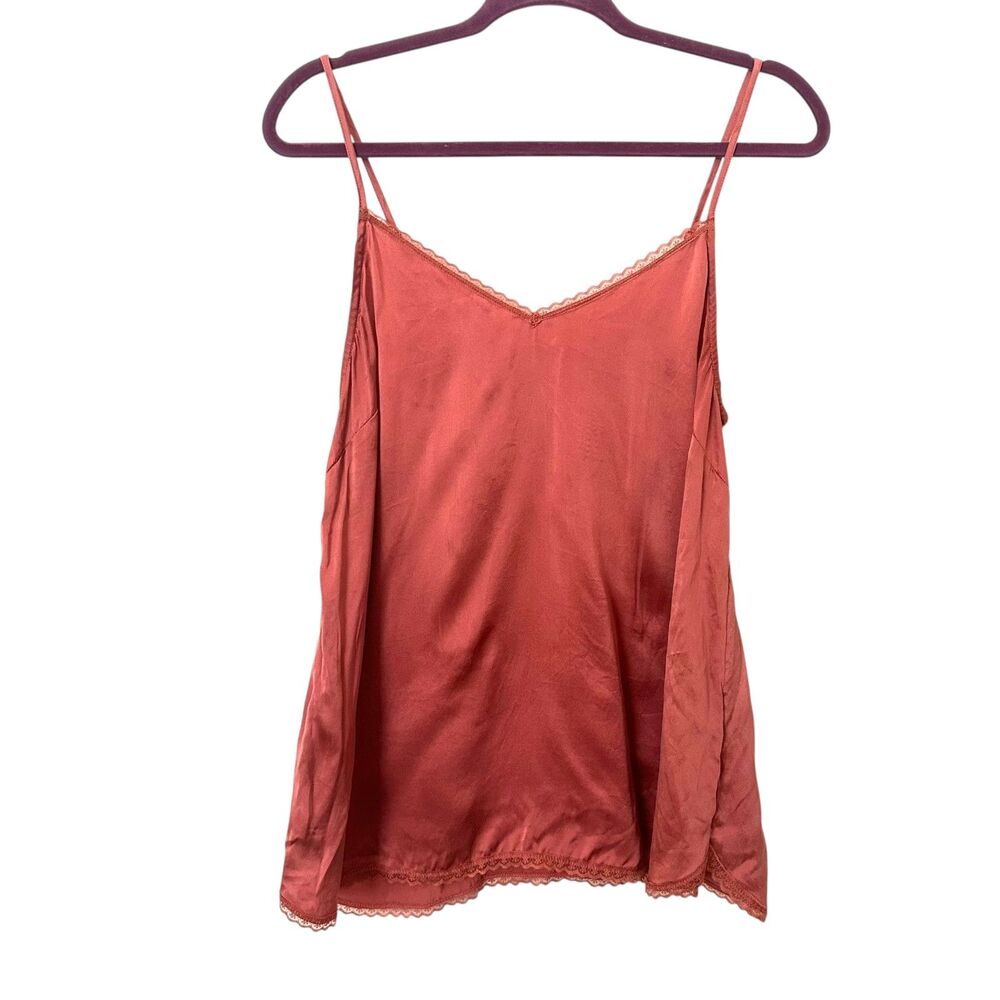 ANTHROPOLOGIE Lace Trim Satin Cami Pink Large